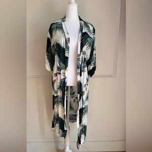 Tropical Leaf Print Kimono